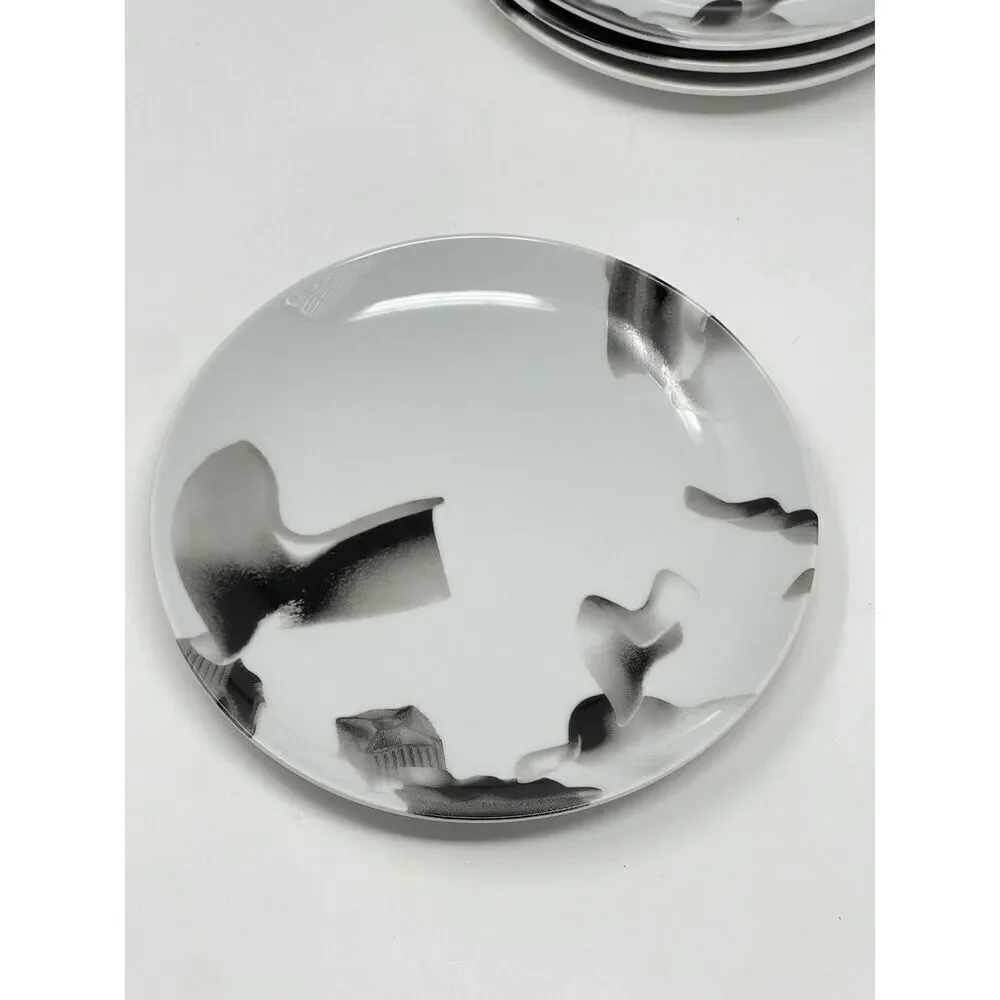 Francis Ford Coppola Dessert Side Appetizer Plates 6.5” Set Of 4 Black White